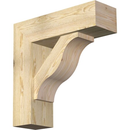 Ekena Millwork Funston Block Rough Sawn Bracket w/ Offset Brace, Douglas Fir, 8"W x 26"D x 26"H BKT0806X26X26FST05RDF